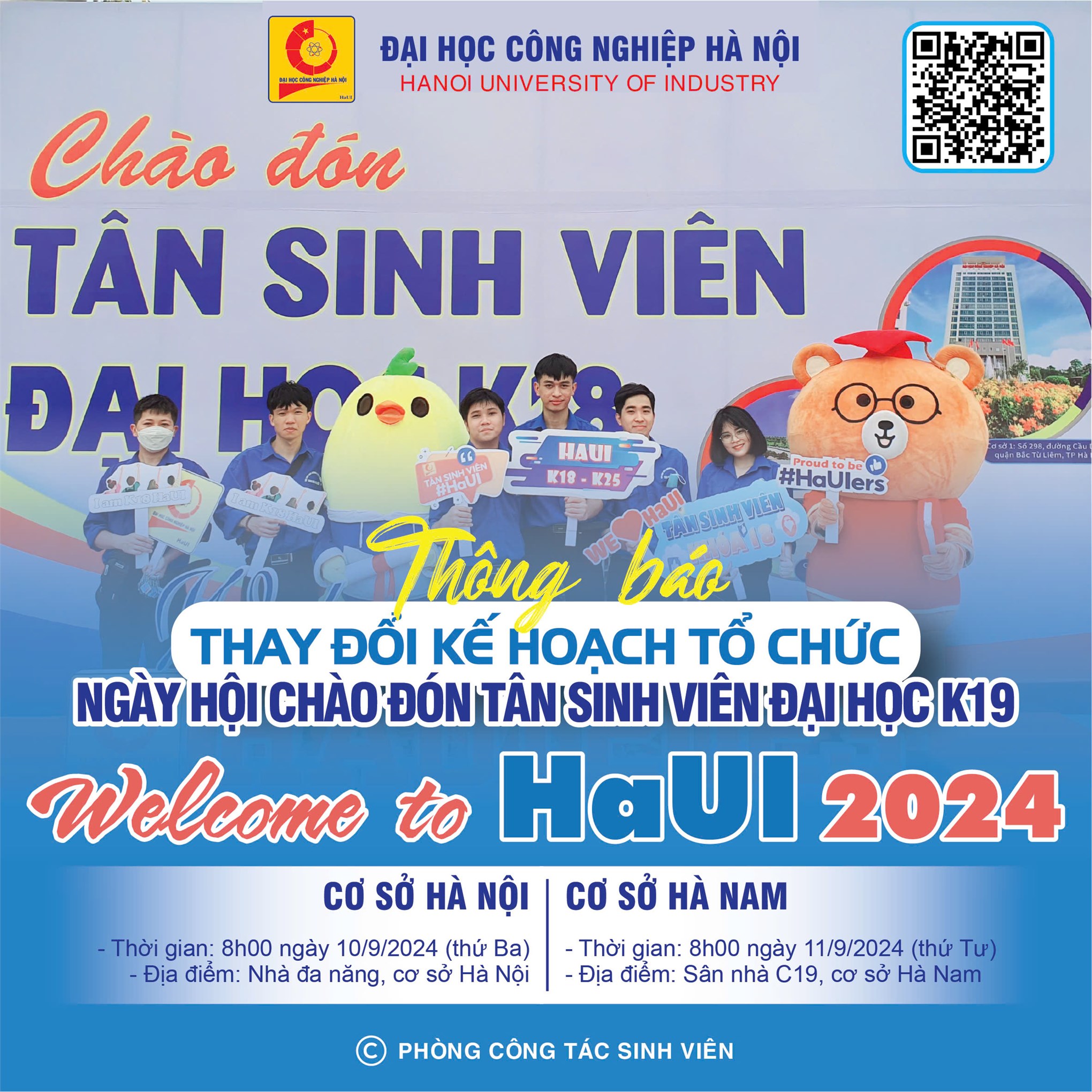 [THÔNG BÁO] THAY ĐỔI KẾ HOẠCH NGÀY HỘI CHÀO ĐÓN TÂN SINH VIÊN ĐẠI HỌC KHÓA 19