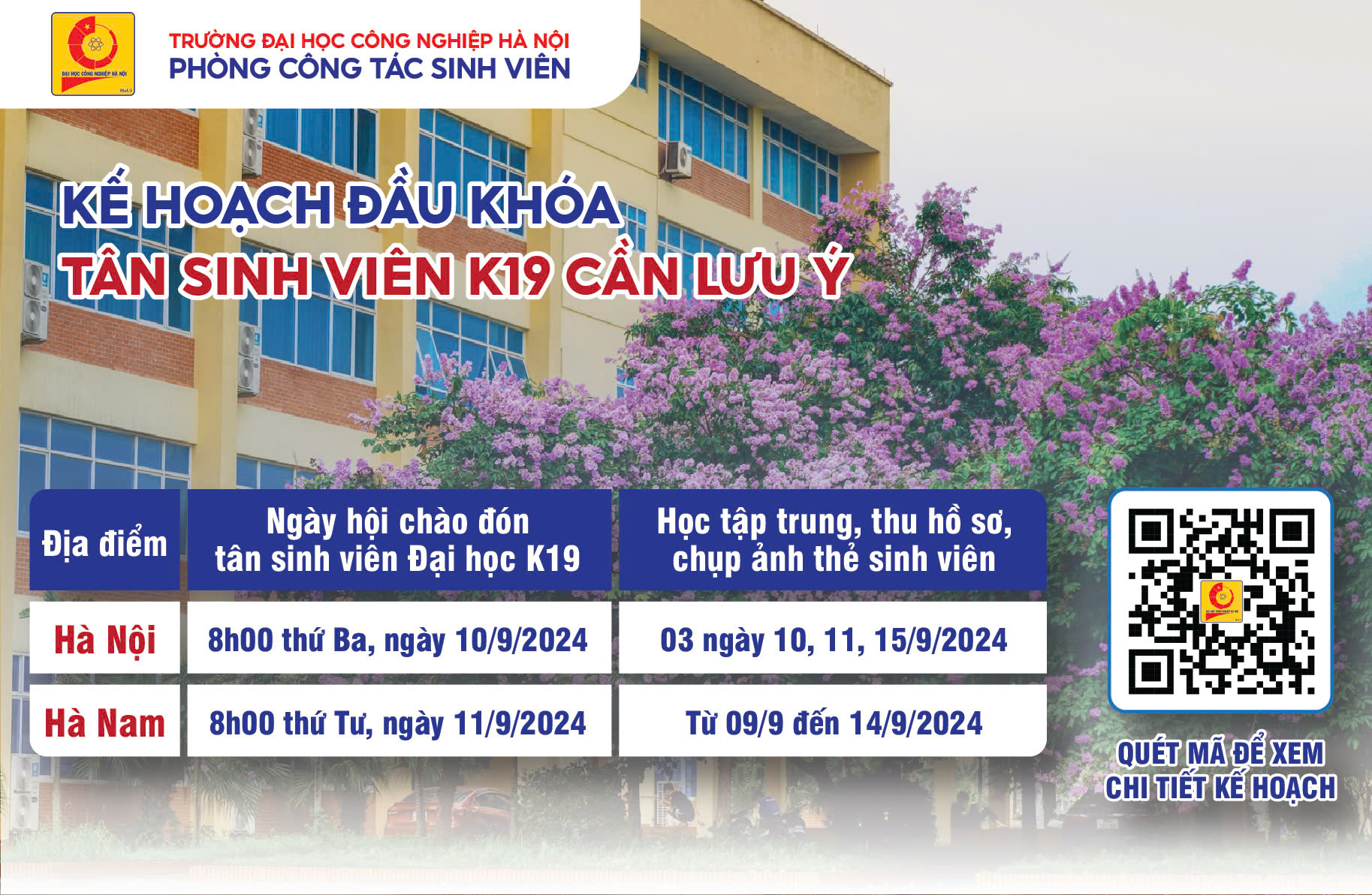 [TÂN SINH VIÊN CẦN LƯU Ý] KẾ HOẠCH HỌC TẬP ĐẦU KHÓA HỌC