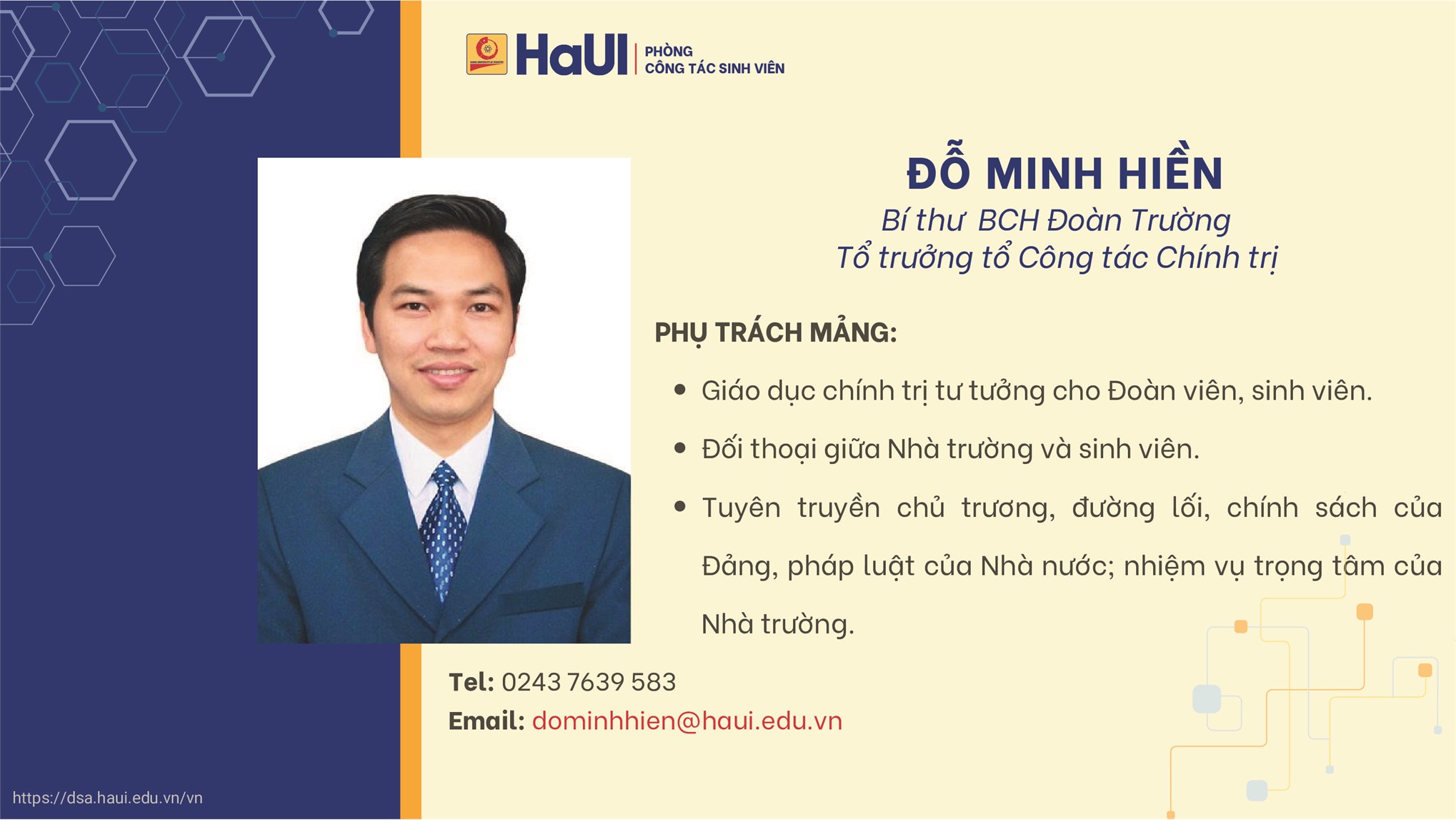 Đội ngũ cán bộ Phòng Công tác Sinh viên