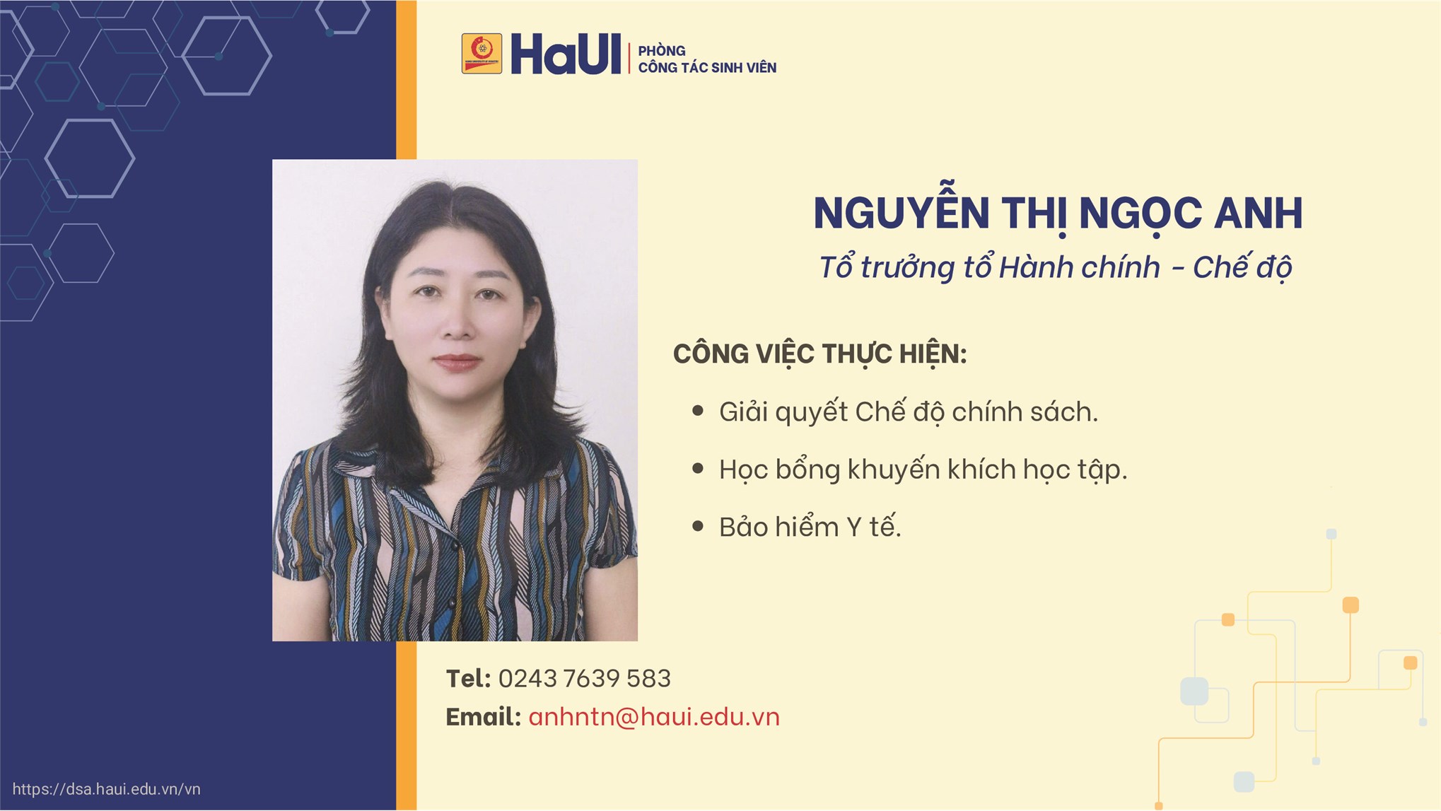 Đội ngũ cán bộ Phòng Công tác Sinh viên