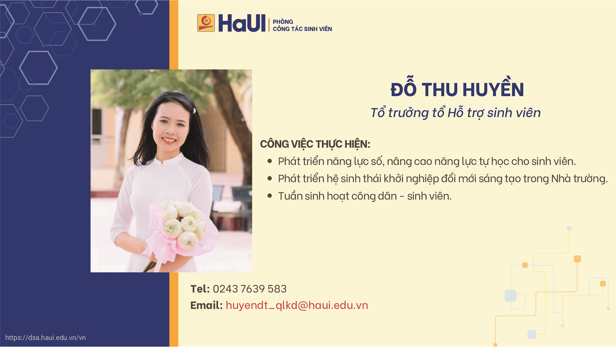 Đội ngũ cán bộ Phòng Công tác Sinh viên