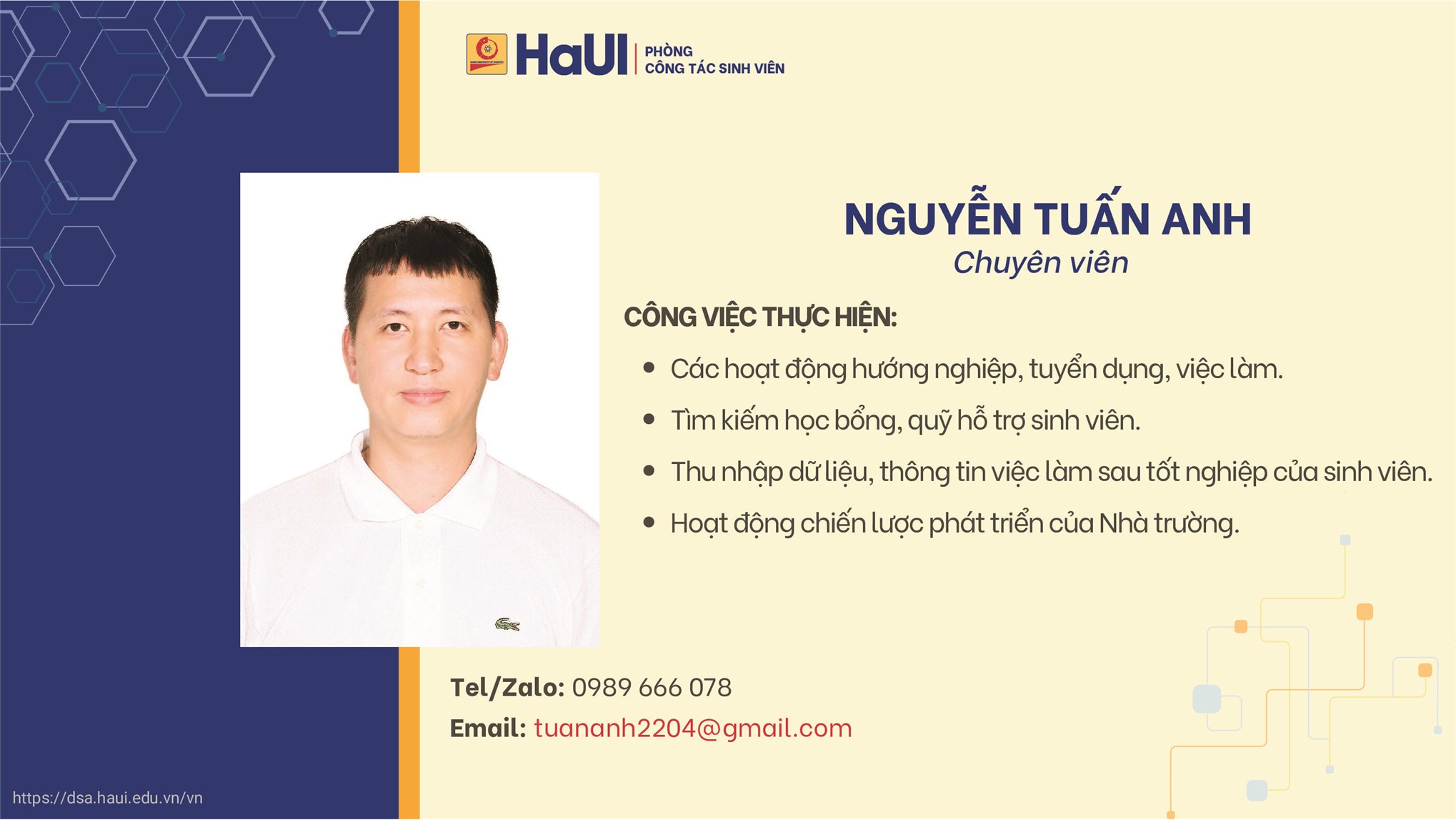 Đội ngũ cán bộ Phòng Công tác Sinh viên