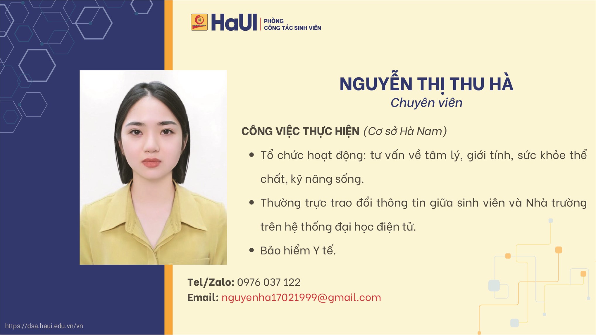Đội ngũ cán bộ Phòng Công tác Sinh viên