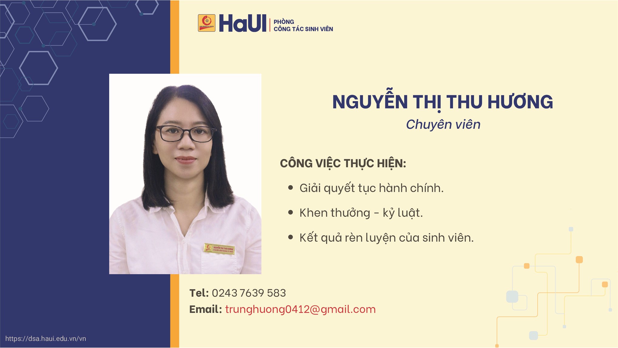 Đội ngũ cán bộ Phòng Công tác Sinh viên
