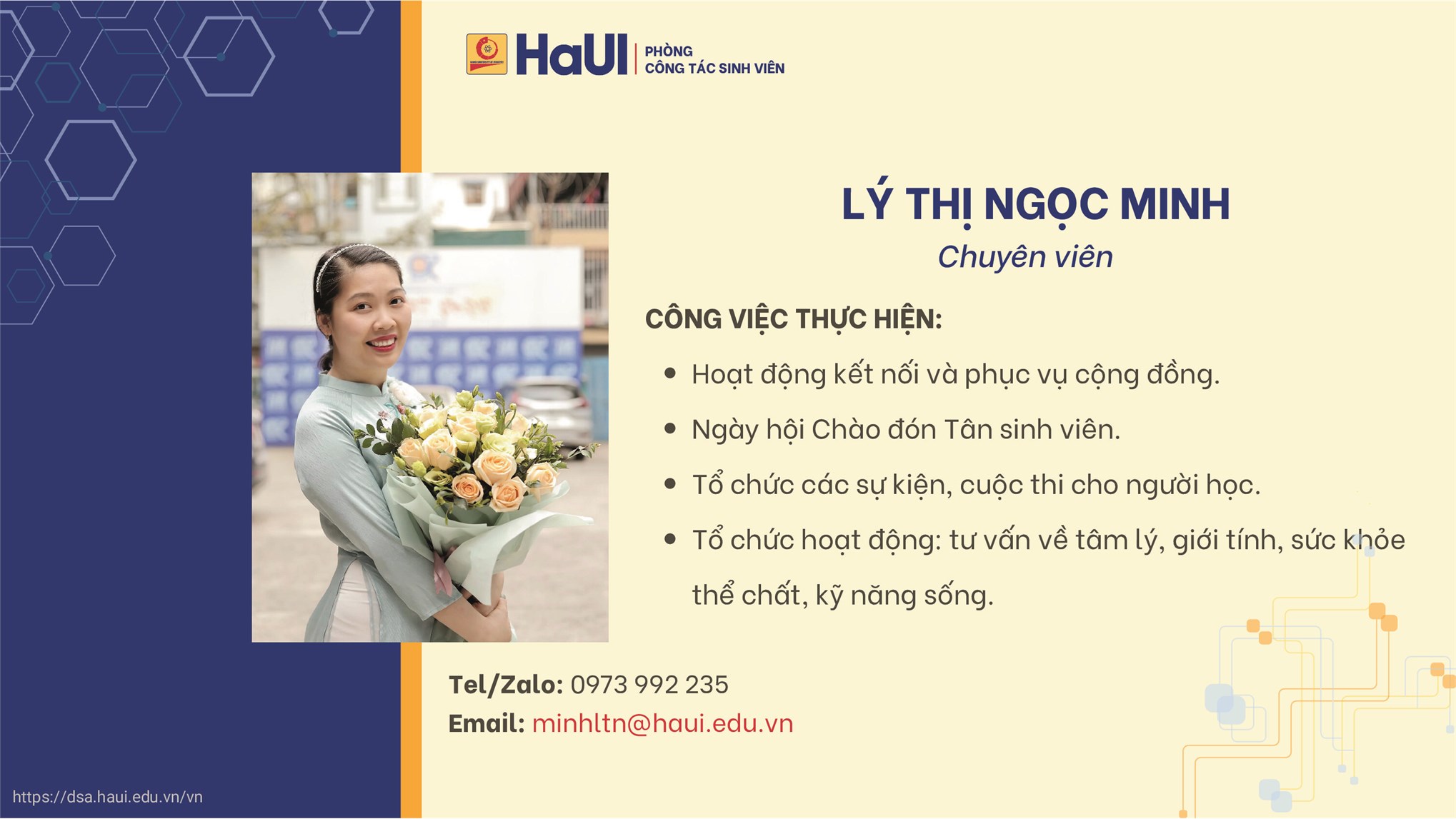 Đội ngũ cán bộ Phòng Công tác Sinh viên