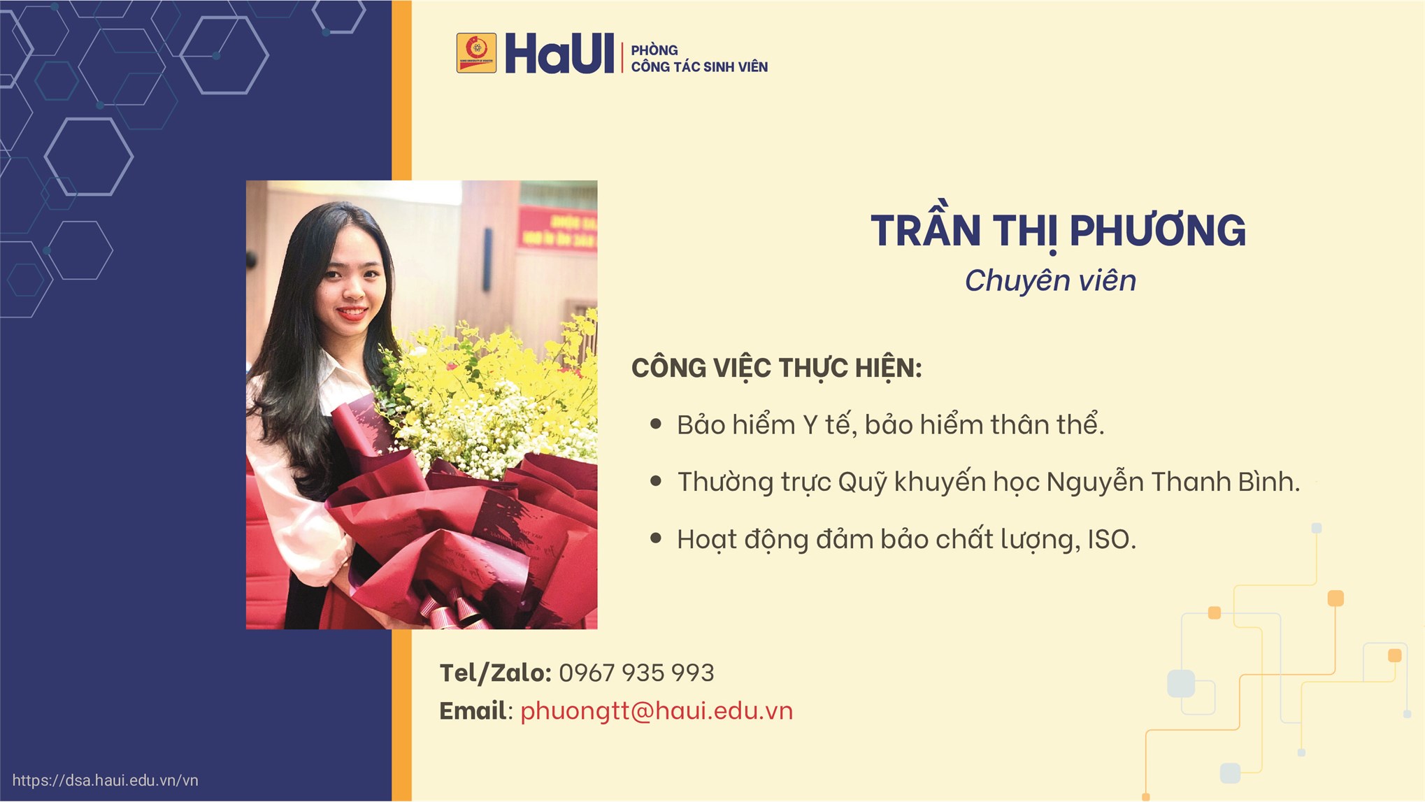 Đội ngũ cán bộ Phòng Công tác Sinh viên