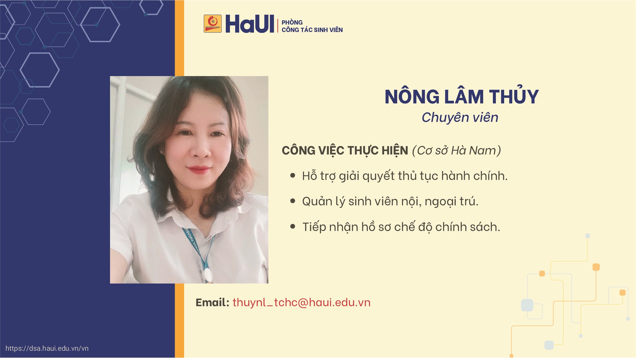 Đội ngũ cán bộ Phòng Công tác Sinh viên