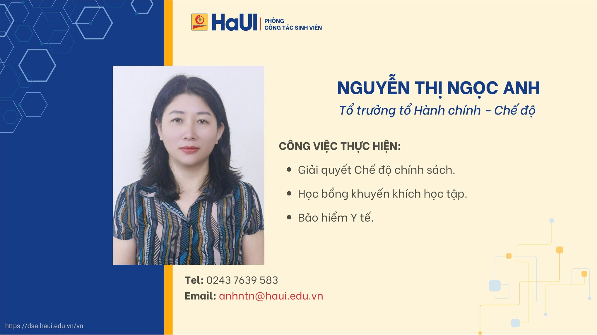 Đội ngũ cán bộ Phòng Công tác Sinh viên