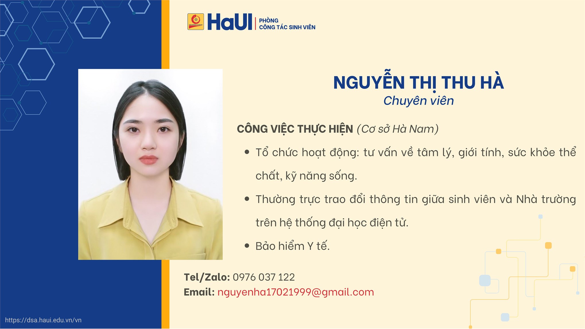 Đội ngũ cán bộ Phòng Công tác Sinh viên