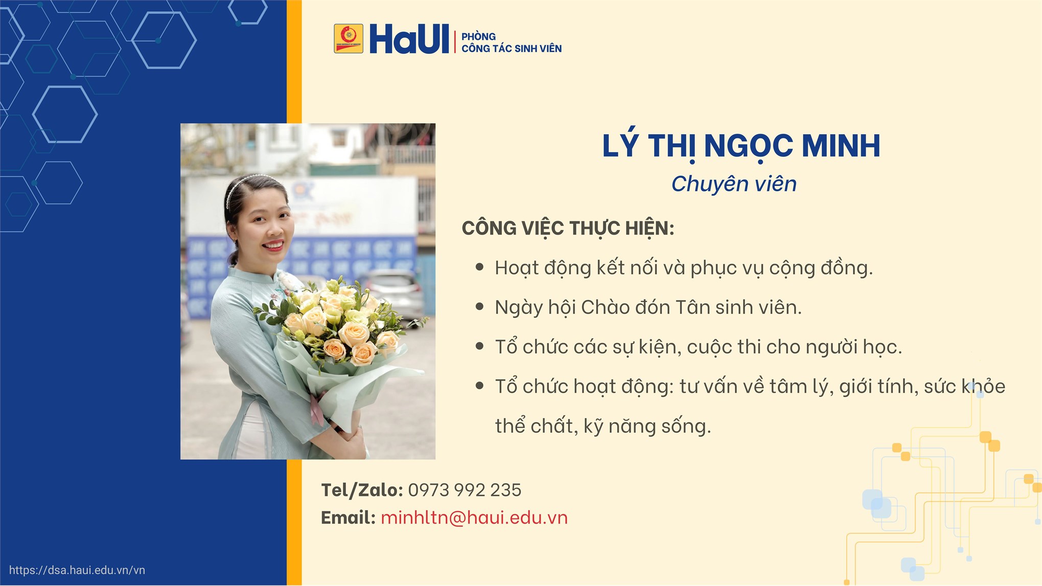 Đội ngũ cán bộ Phòng Công tác Sinh viên