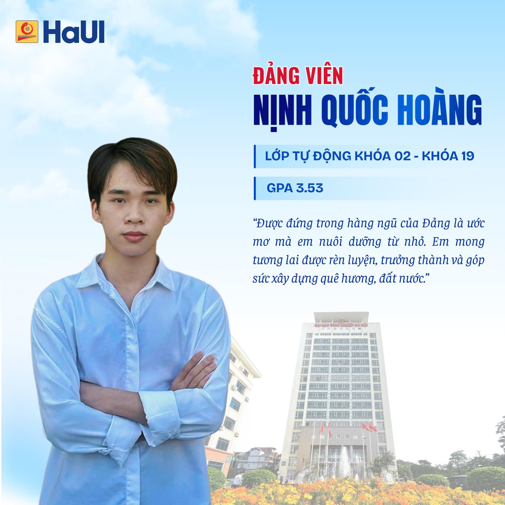 Đảng viên trẻ Nịnh Quốc Hoàng - Luôn nỗ lực và cố gắng để hoàn thiện bản thân