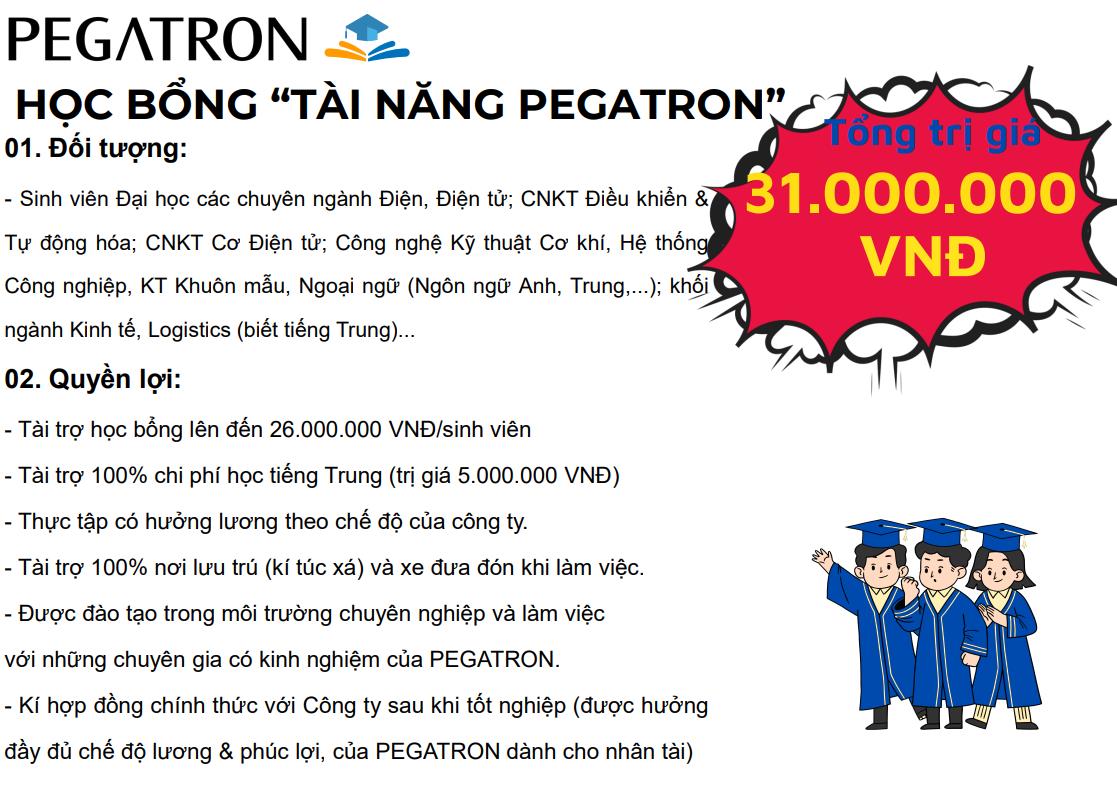 Hội thảo giới thiệu chương trình học bổng, định hướng nghề nghiệp và tuyển dụng của Công ty TNHH Pegatron Việt Nam - Thứ 6, ngày 15/05/2026