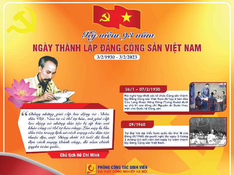 Kỷ niệm 93 năm ngày thành lập Đảng Cộng sản Việt Nam - Mốc son chói lọi trên chặng đường dành độc lập dân tộc (03/02/1930 - 03/02/2023)
