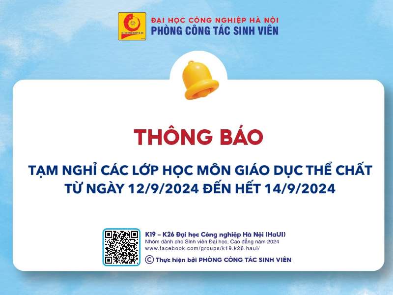 THÔNG BÁO HỌC TRỰC TUYẾN VÀ TẠM NGHỈ CÁC LỚP GIÁO DỤC THỂ CHẤT